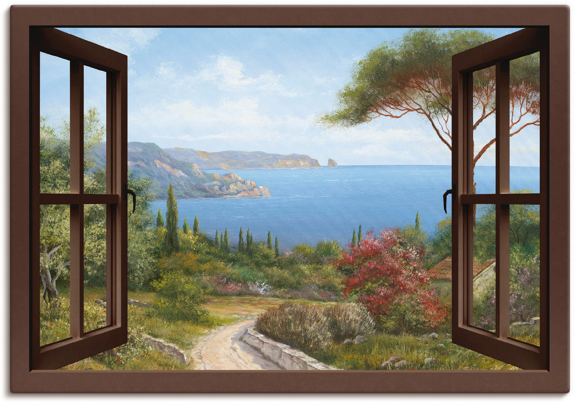 Artland Leinwandbild »Fensterblick Frühlingsmorgen« Fensterblick 1 Stk. tlg. als Leinwandbild, Poster, Wandaufkleber in verschied. Grössen