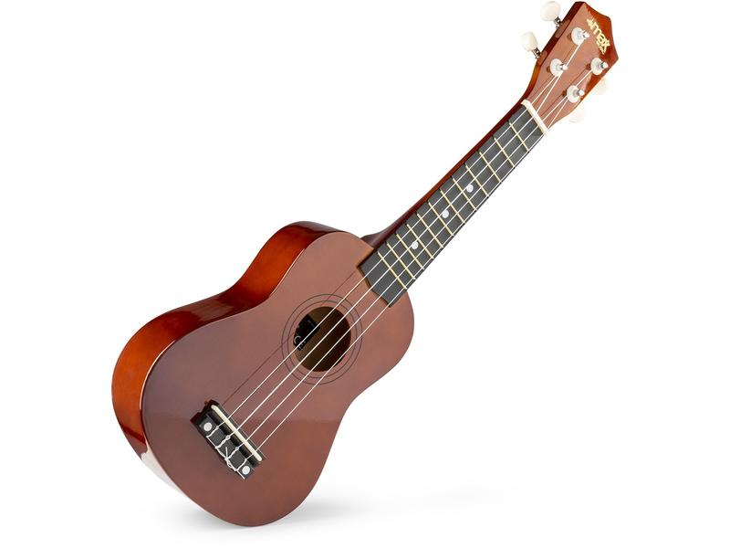 MAX Ukulele UKEY Set Soprano Dunkel Natur 21 Zoll Sopranukulele mit Tasche und Zubehör