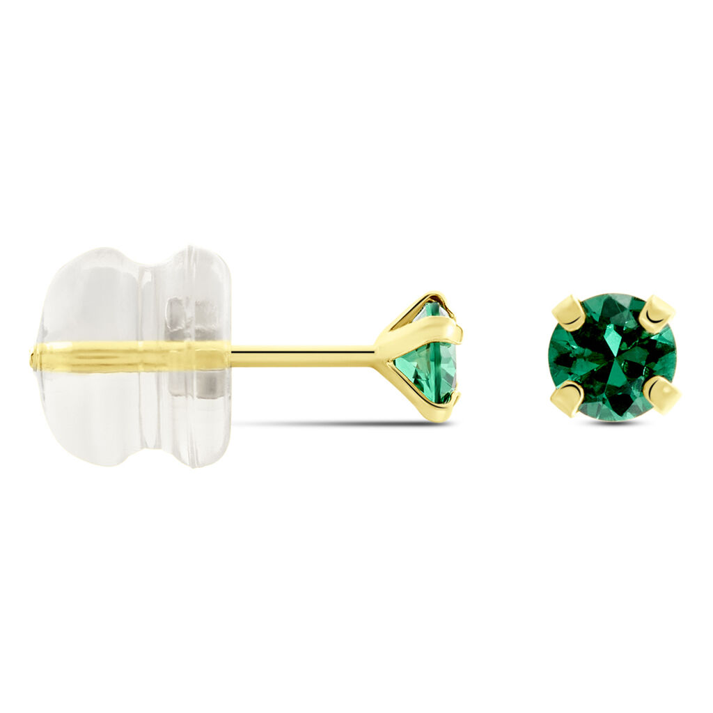 Boucles D'oreilles Puces Or Jaune Oxyde De Zirconium