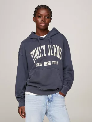 Moletom com capuz e modelagem relaxada com estampa do logo da universidade