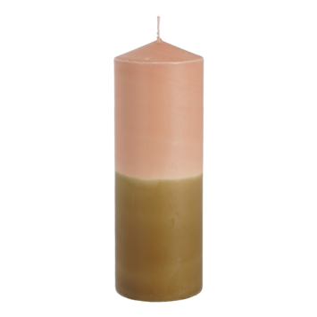 Dip-dye kaars stearine roze bruin- h20xd7cm