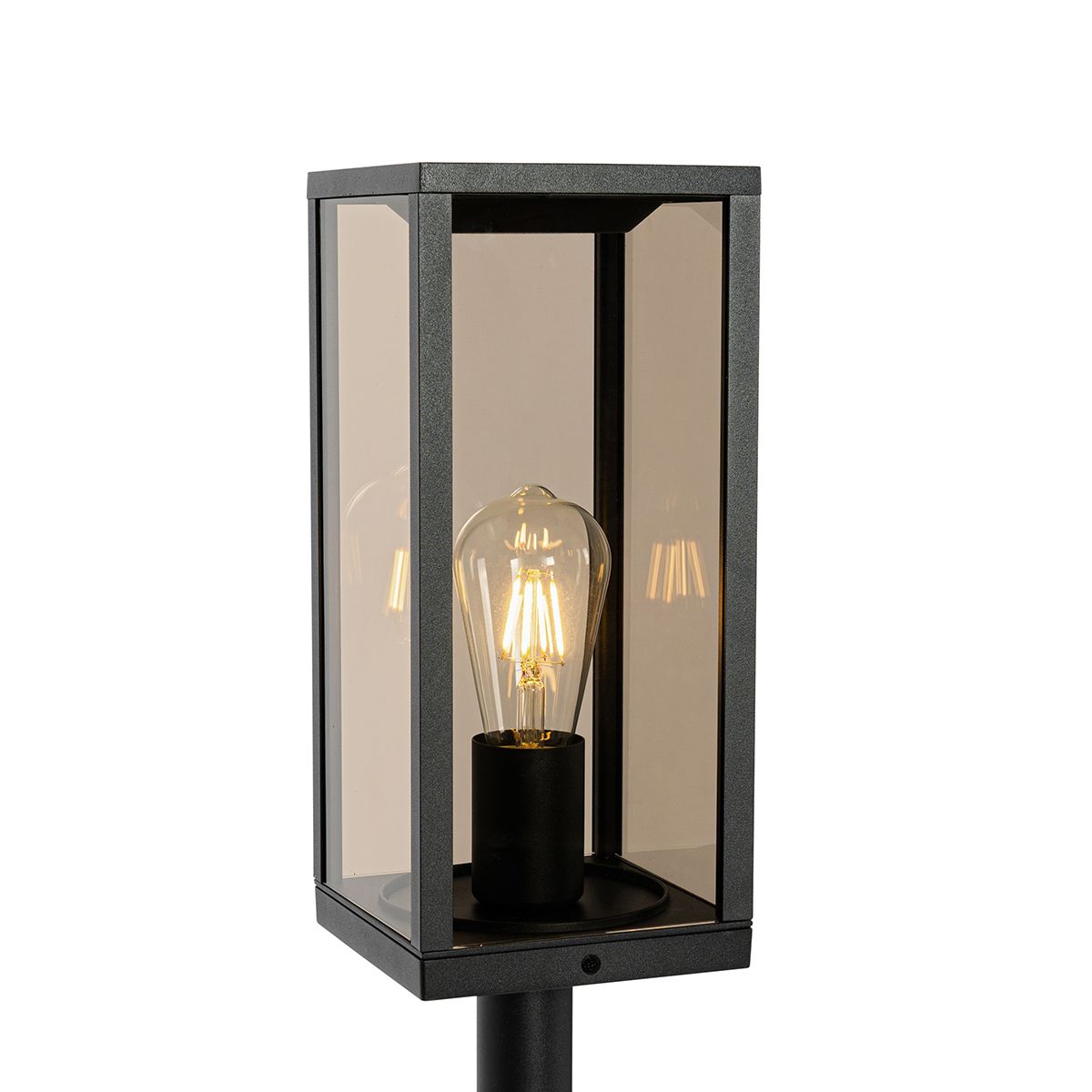 Staande buitenlamp zwart met smoke 100 cm IP44 - Charlois