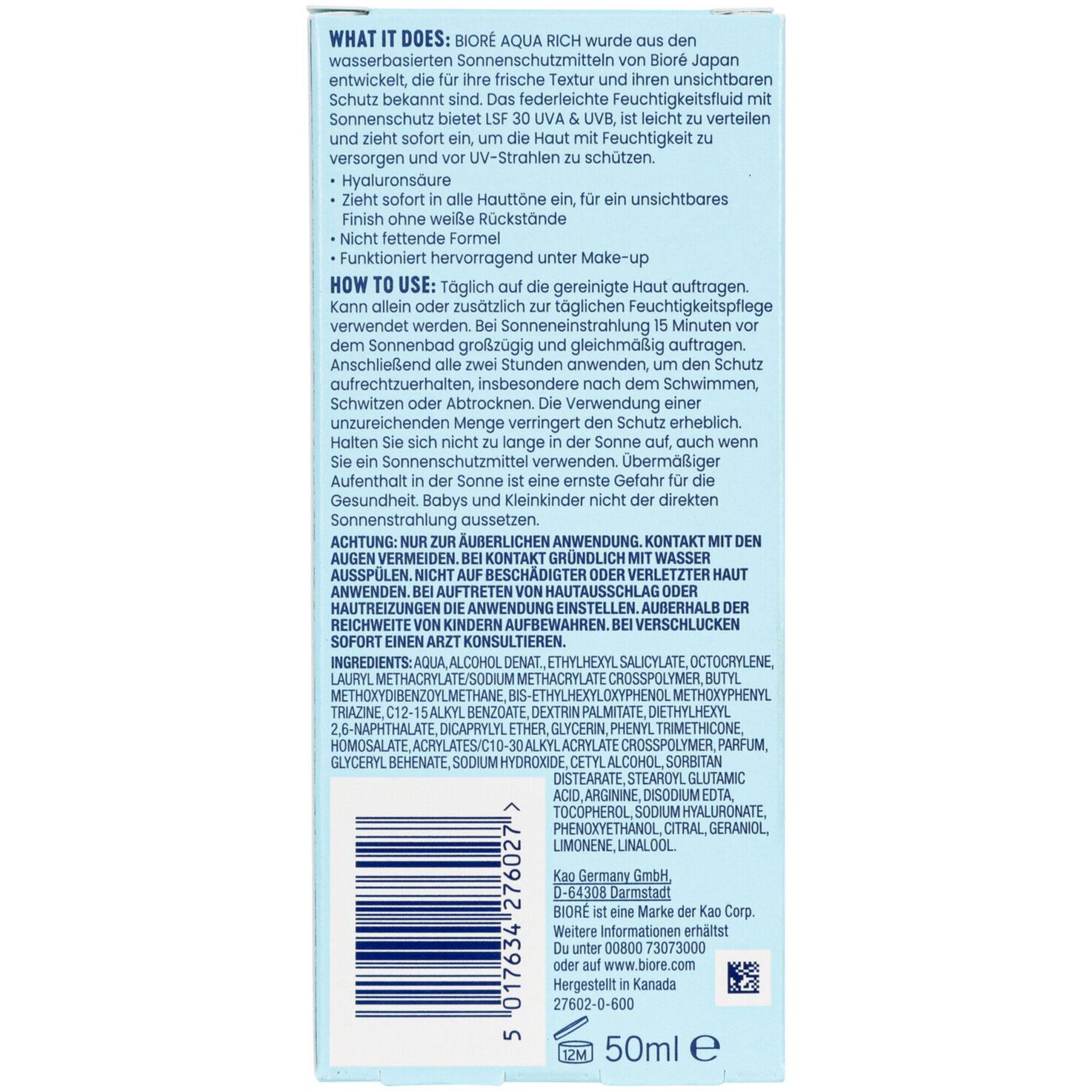 Boiré Aqua Rich UV Leichtes Feuchtigkeitsfluid LSF30