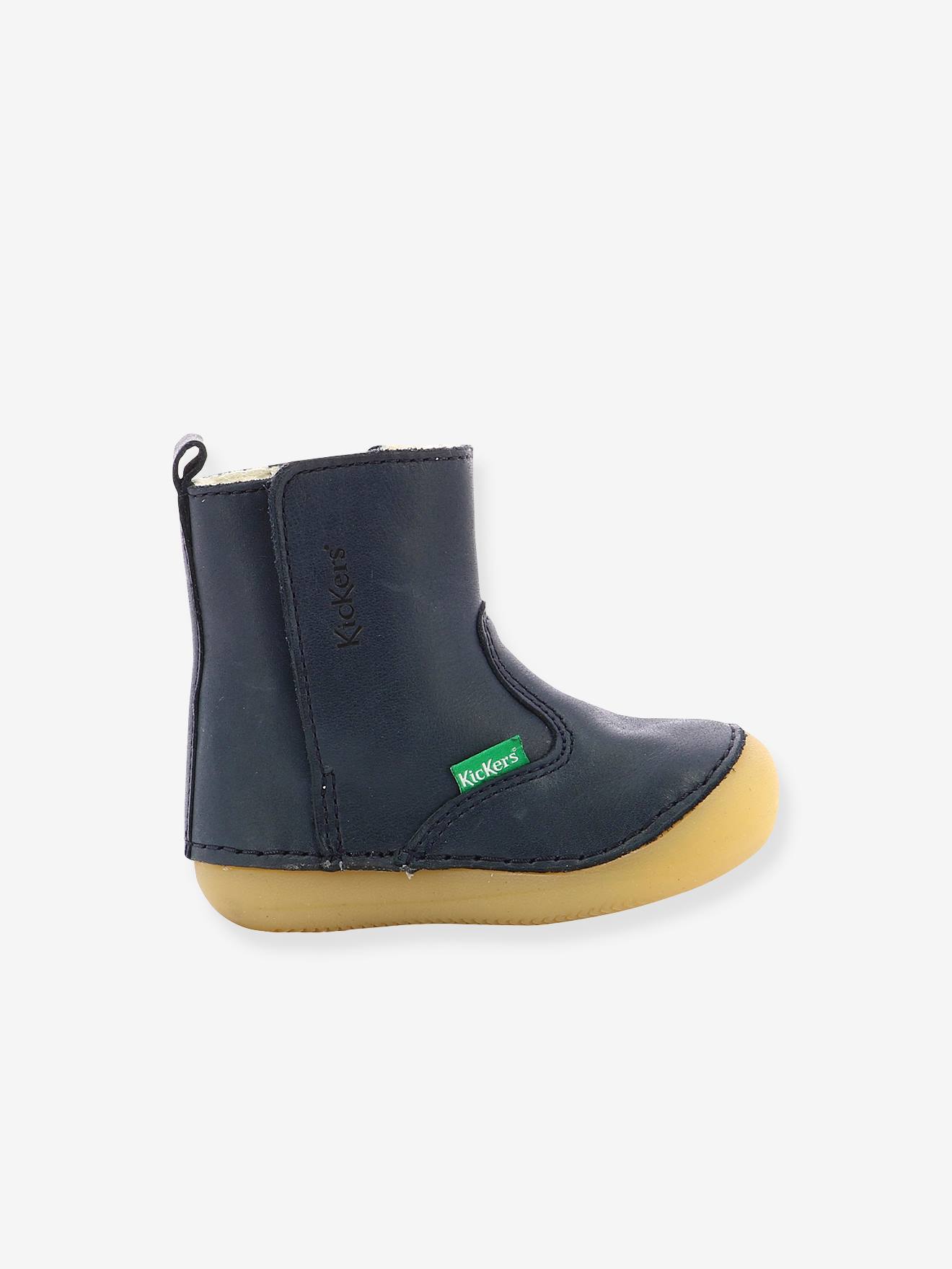 Sapatinhos de couro para bebê Socool Cho KICKERS® First Steps, bege claro, lisos