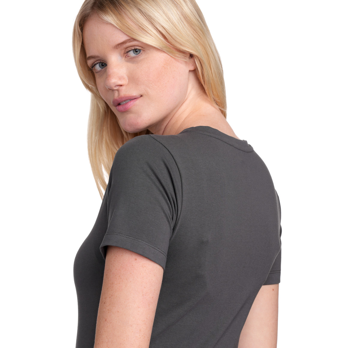 Gina Benotti Damen T-Shirt mit V-Ausschnitt dunkelgrau