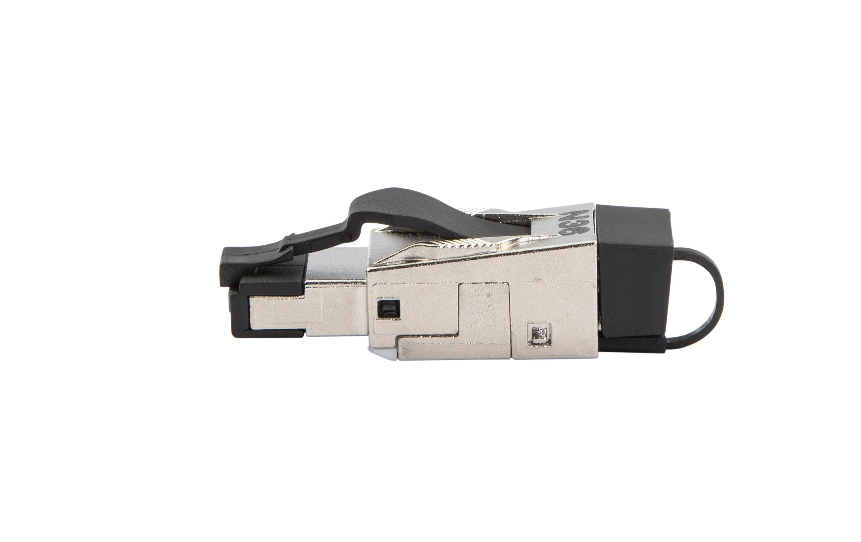 Stecker RJ45, IP20, Cat. 6A FeldkonfektionRJ45-Stecker IP20 Cat.6A geschirmt ohne Spezialwerkzeug beschaltbar