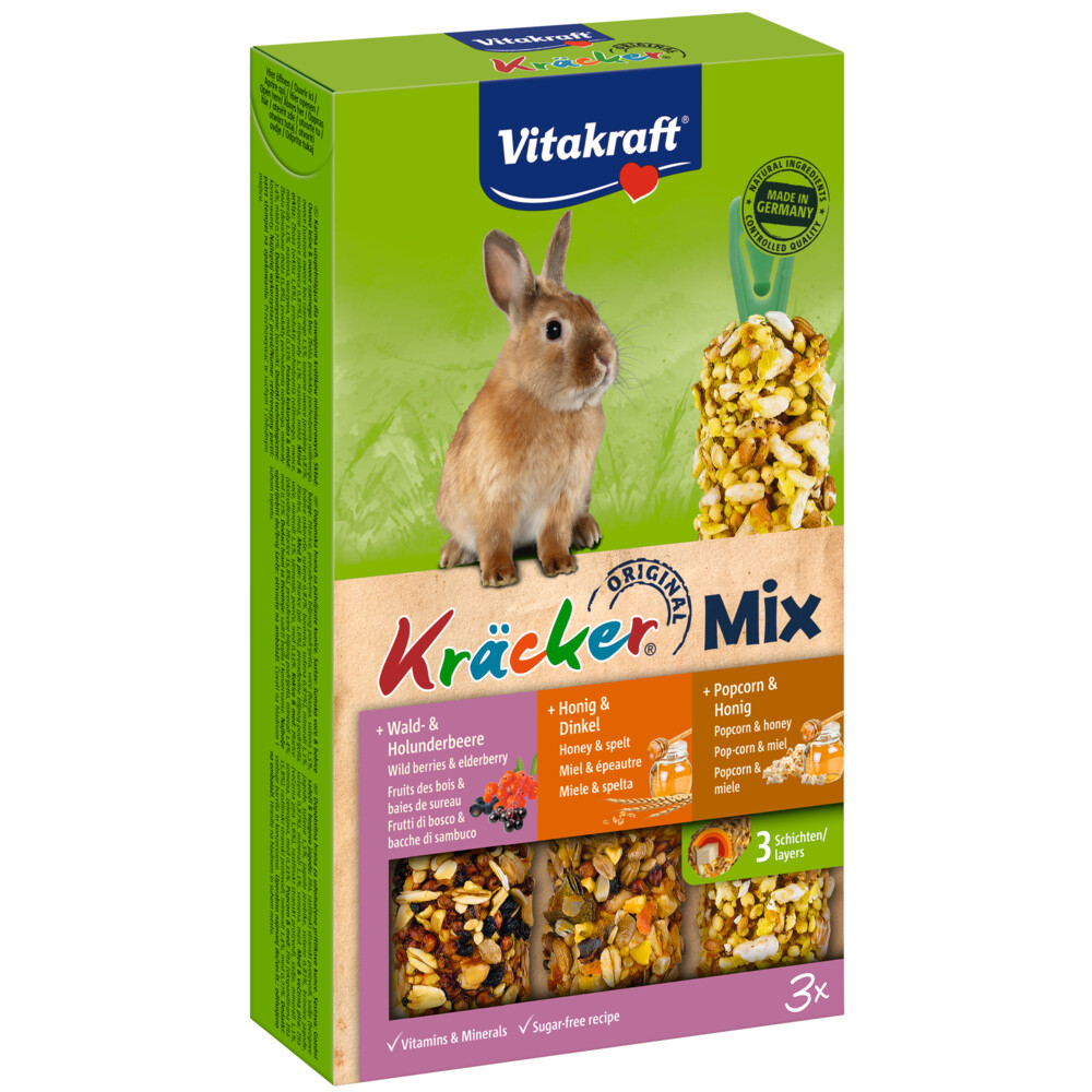 Vitakraft Konijn Kracker Bosbes - Honing - Popcorn3 stuks