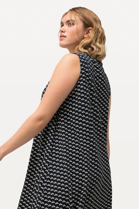 Jersey-Maxikleid, A-Linie, V-Ausschnitt, ärmellos