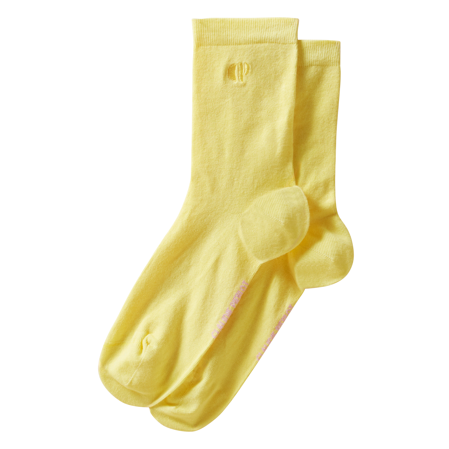 Chaussettes broderie en coton mélangé | Jaune