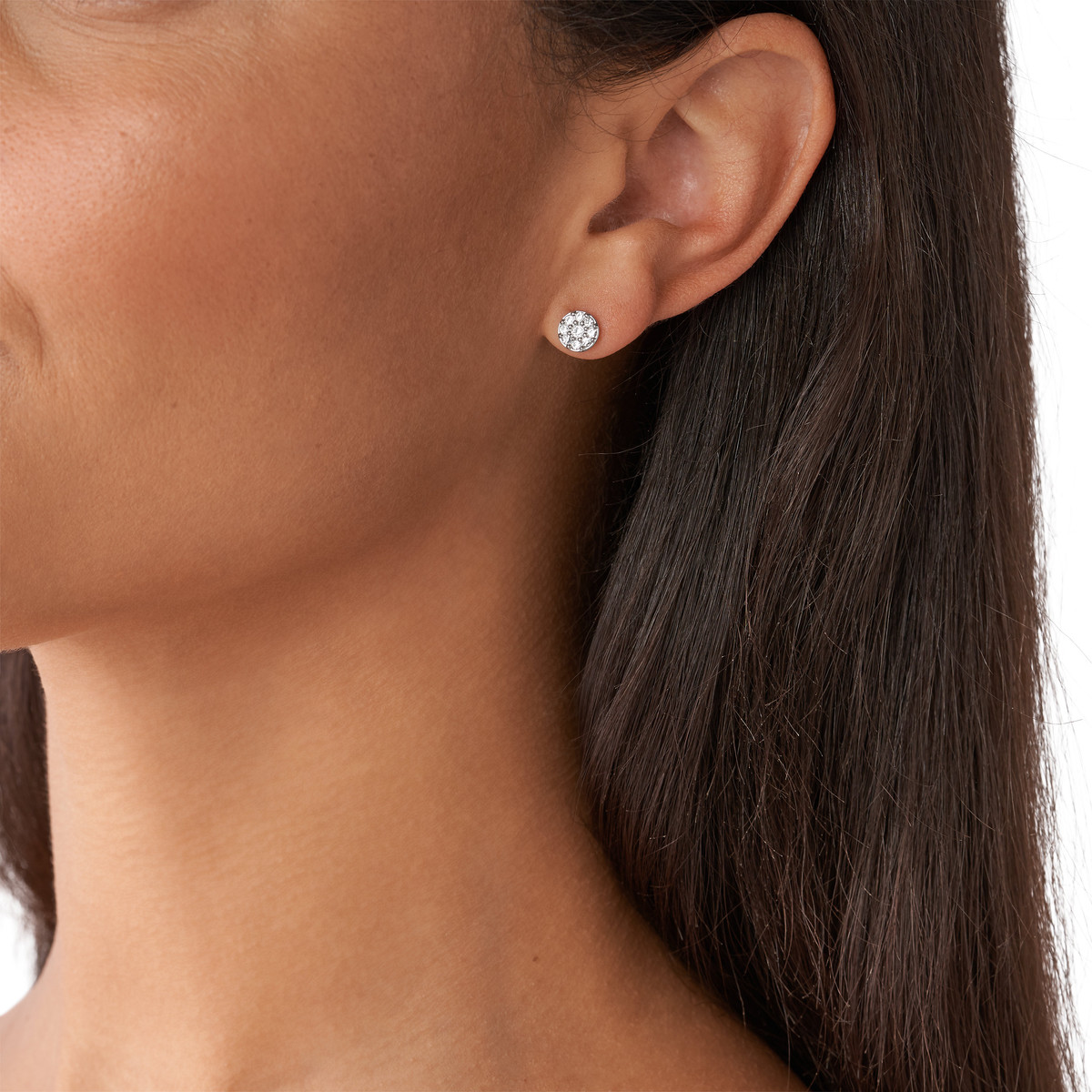 Boucles d'oreilles FOSSIL acier inoxydable cristaux