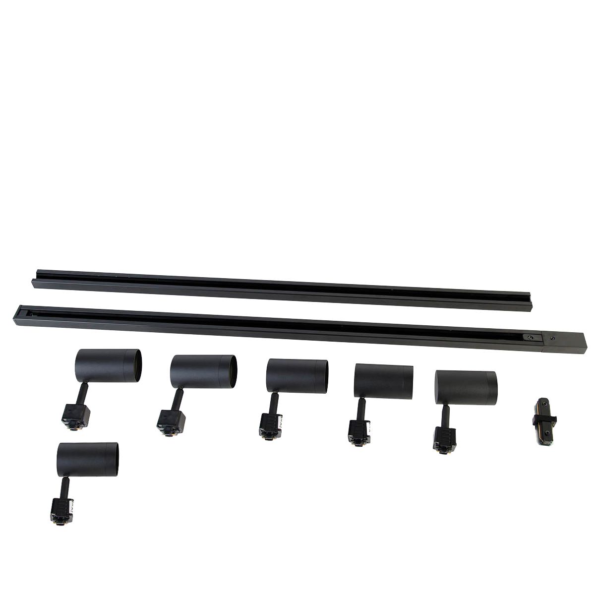 Modern railsysteem met 6 spots zwart 1-fase 194cm - Iconic Jeana