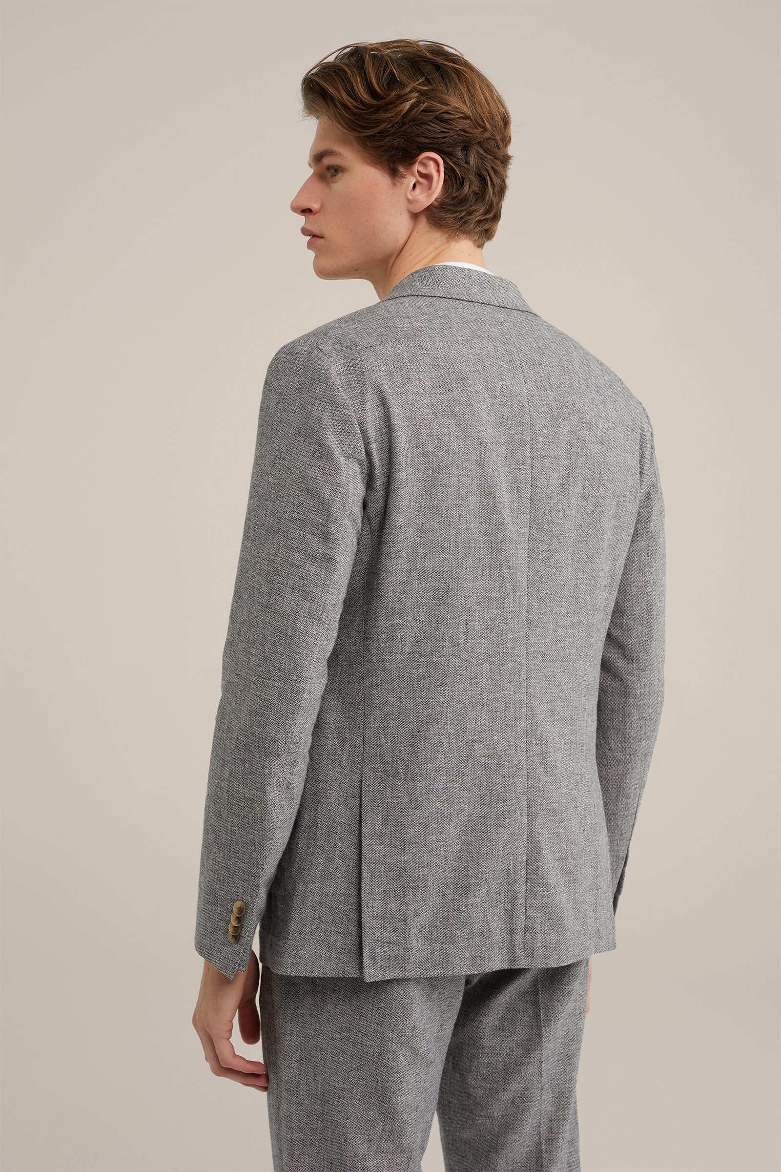 regular fit blazer van linnenmix WE Fashion Zwart