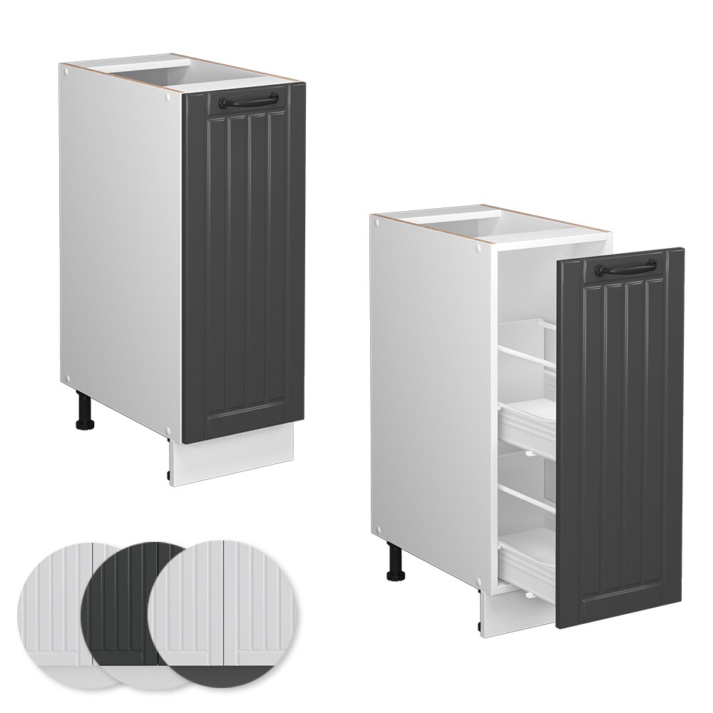 Vicco Apothekerunterschrank Küchenschrank Küchenmöbel Fame-Line Weiß Dunkelgrau Landhaus 30 cm modern