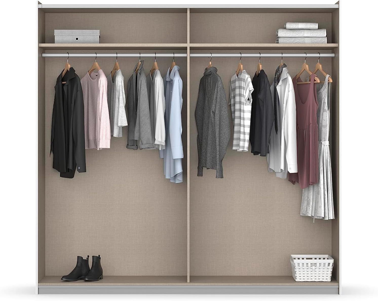 Rauch Möbel Kronach Schrank Schwebetürenschrank, 2-türig, Grau metallic, Schwarz, mit 1 Spiegel, inkl. Zubehörpaket Basic 2 Kleiderstangen 2 Einlegeböden, BxHxT 218x210x59 cm