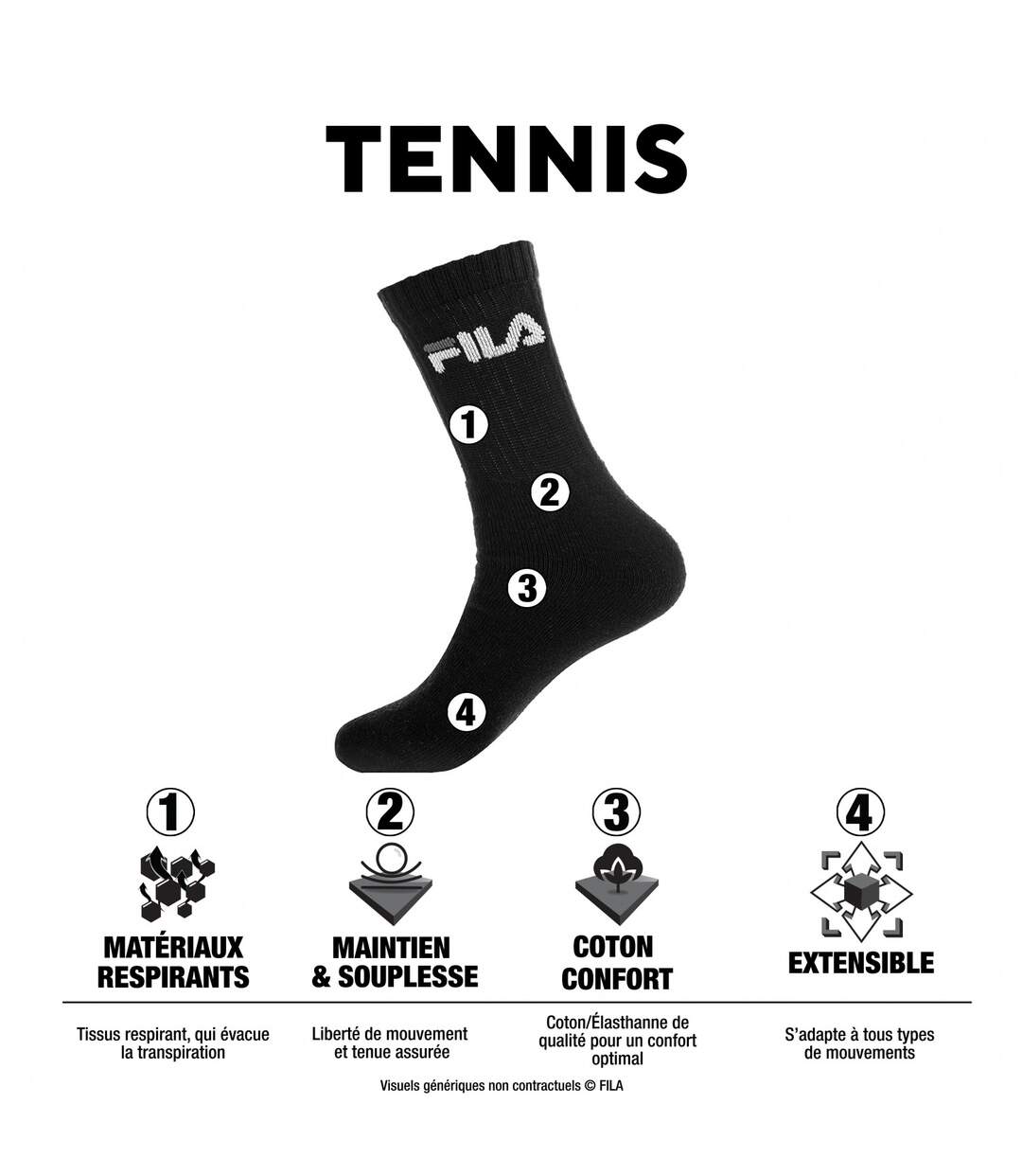 Lot de 6 Paires de Chaussettes Tennis homme
