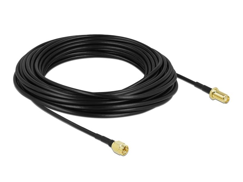 Delock Antennenkabel LTE/5G, CFD/LRM100 SMA zu SMA, 15 m Antennenkabel SMA Stecker zu SMA Buchse LMR/CFD100 15 m low loss
