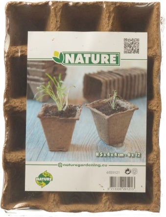 Nature kweekpottrays 5 x 4 x 4 cm 6 trays van 12 stuks