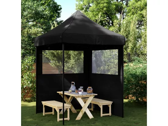 Tente de réception pliable escamotable 2 parois latérales noir