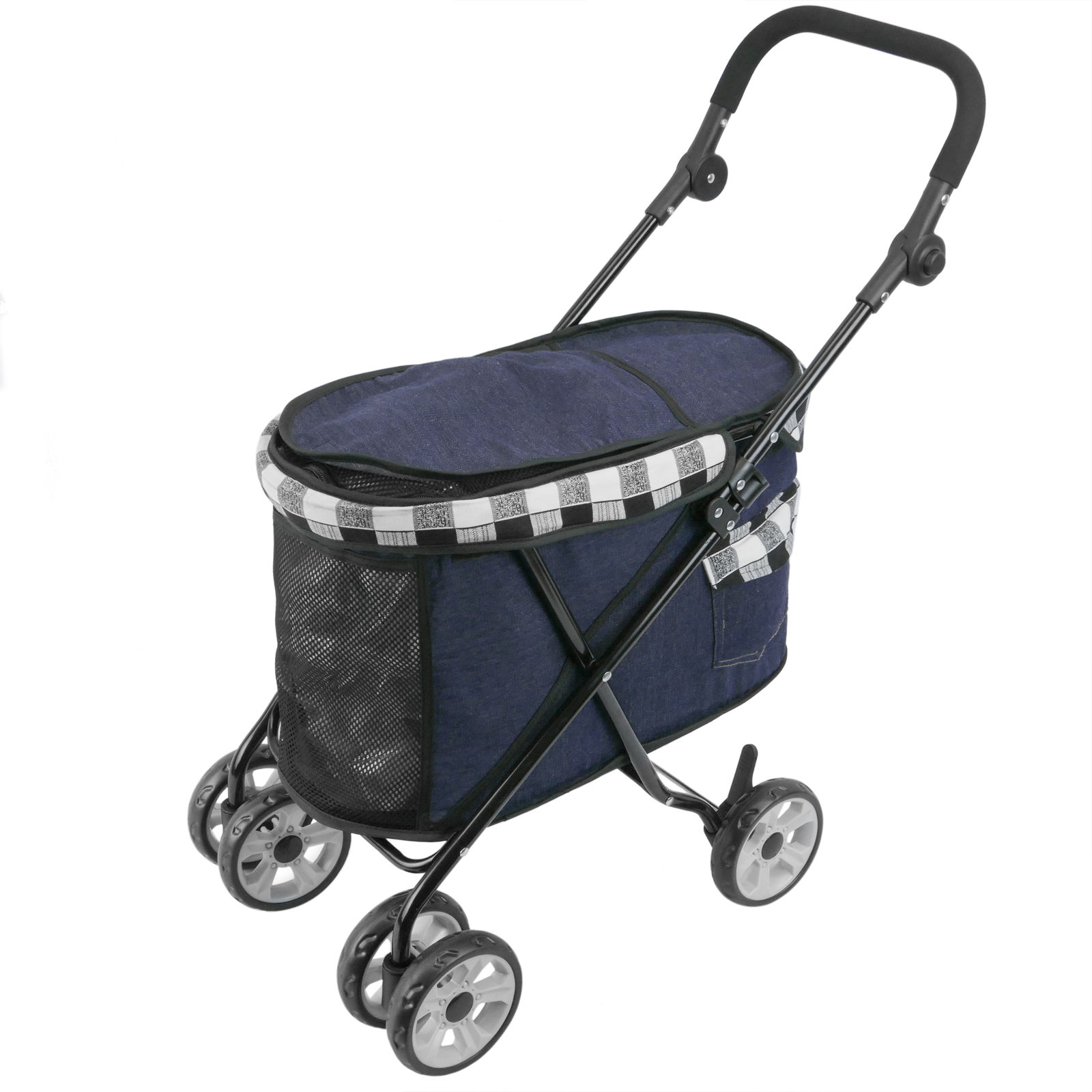 Carrinho infantil para transportar cães, gatos e outros animais de estimação. Cor branca.