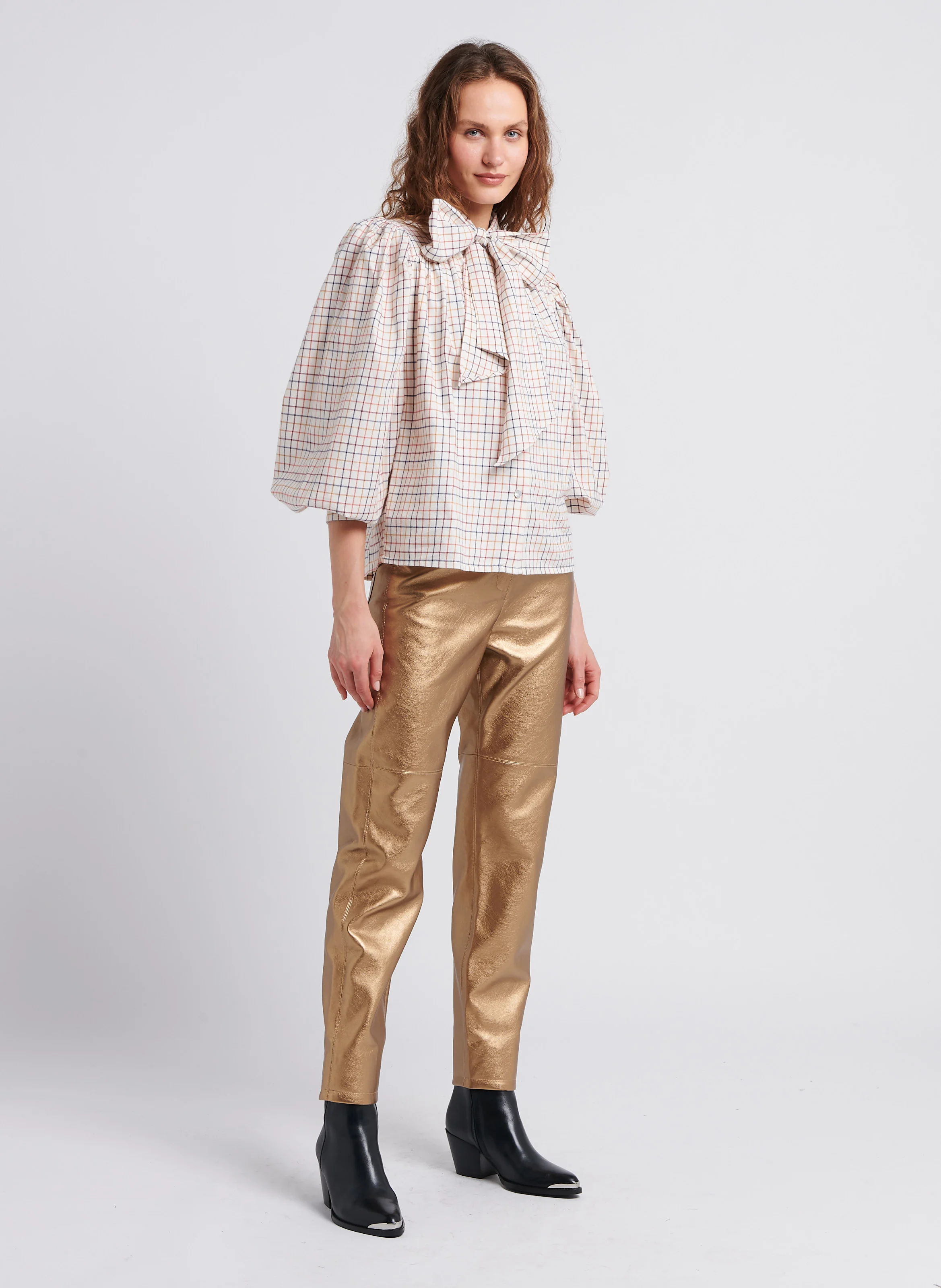 PIA - Chemise col mao en coton | Multicolore