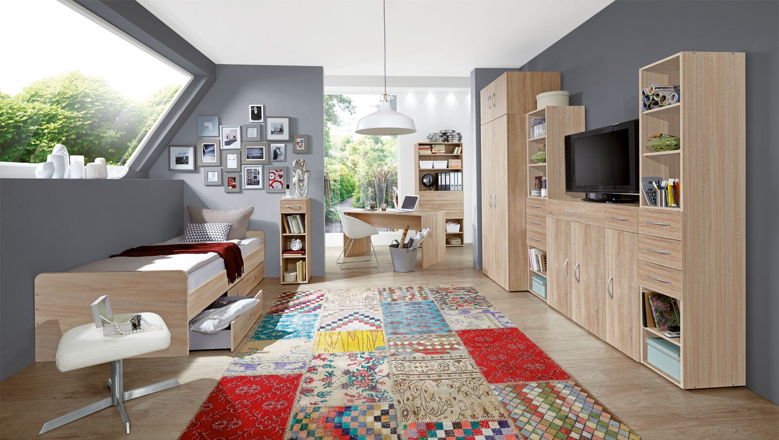 Aufsatzschrank Multiraumkonzept 80x40x54 cm Eiche sägerau