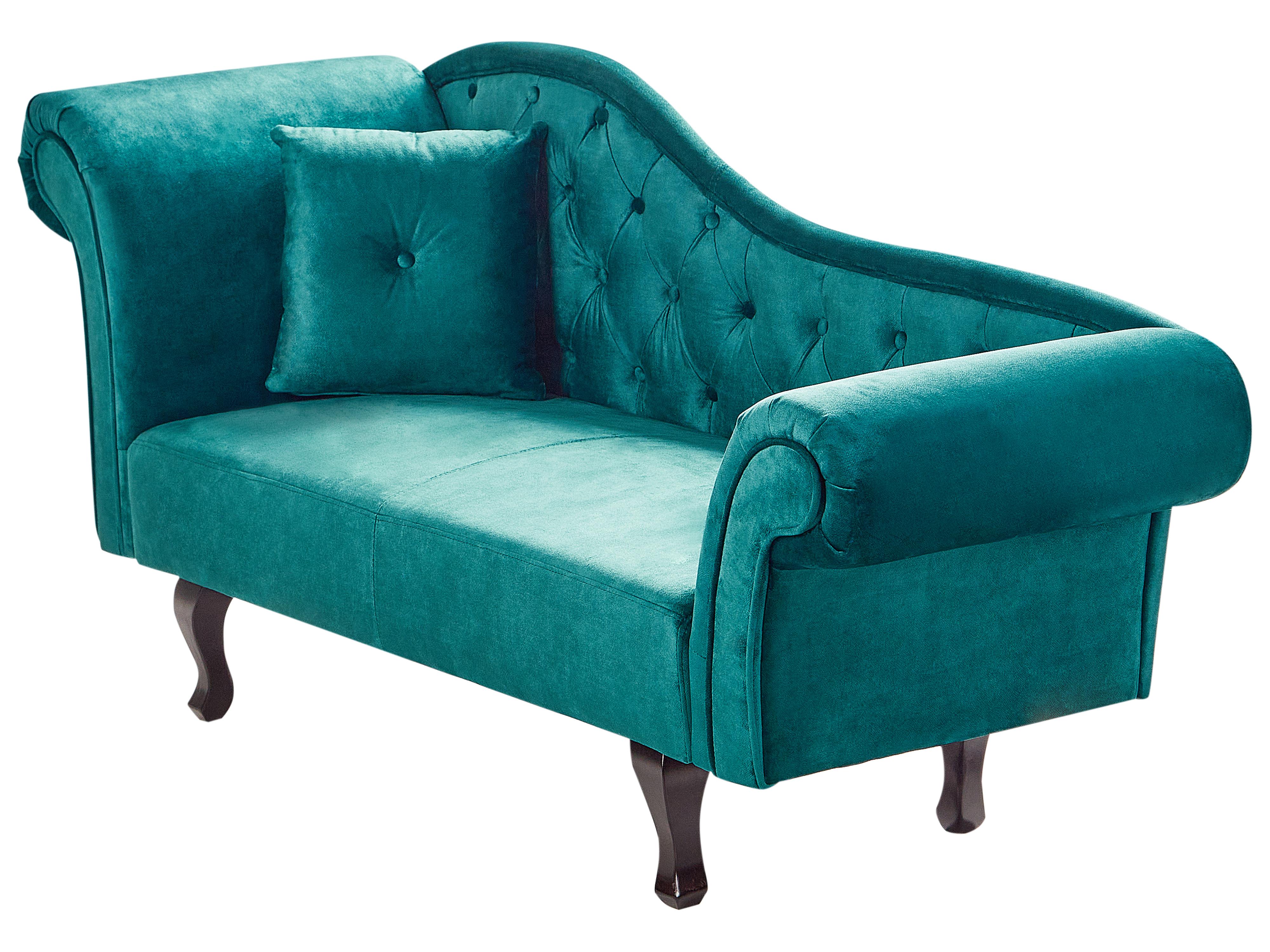 Linkszijdige chaise longue LATTES II Fluweel Smaragdgroen met kussen