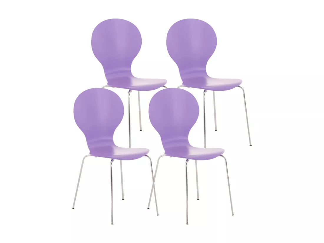 Lot de 4 Chaise de conférence - Bois - Violet - DIEGO