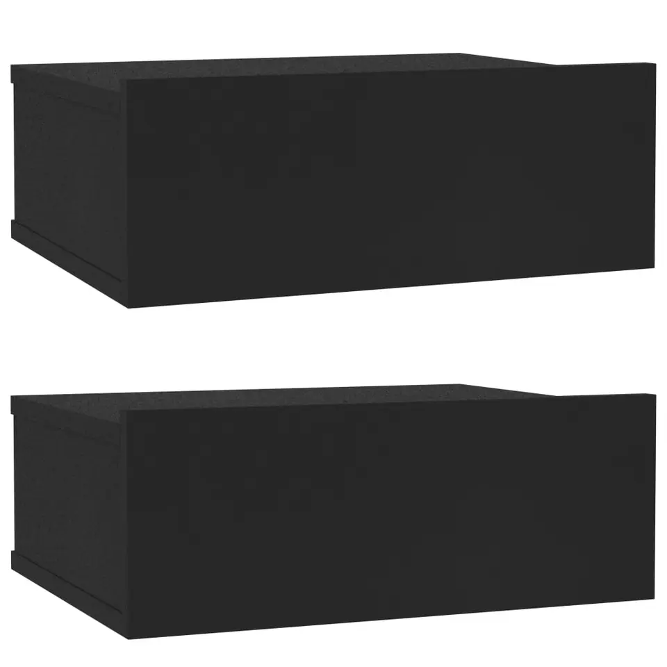 vidaXL - Zwevend Nachtkastje - Zwart - Bewerkt hout - 2 stuks
