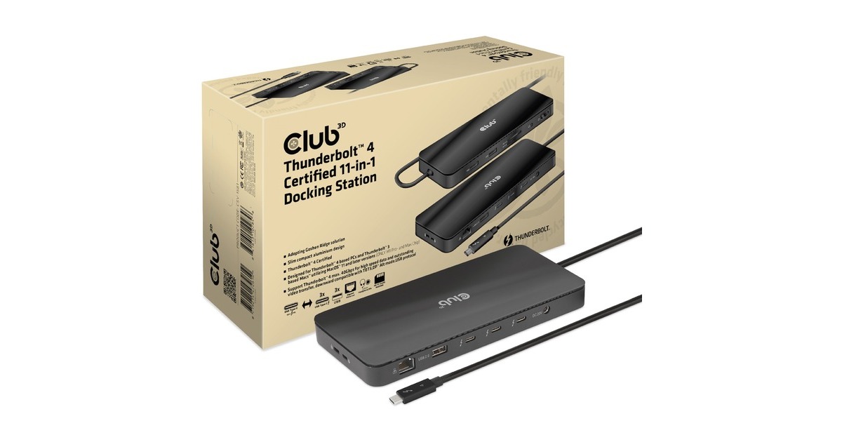 Club 3DThunderbolt 4 Certified 11-in-1 Docking Station  (Zwart)