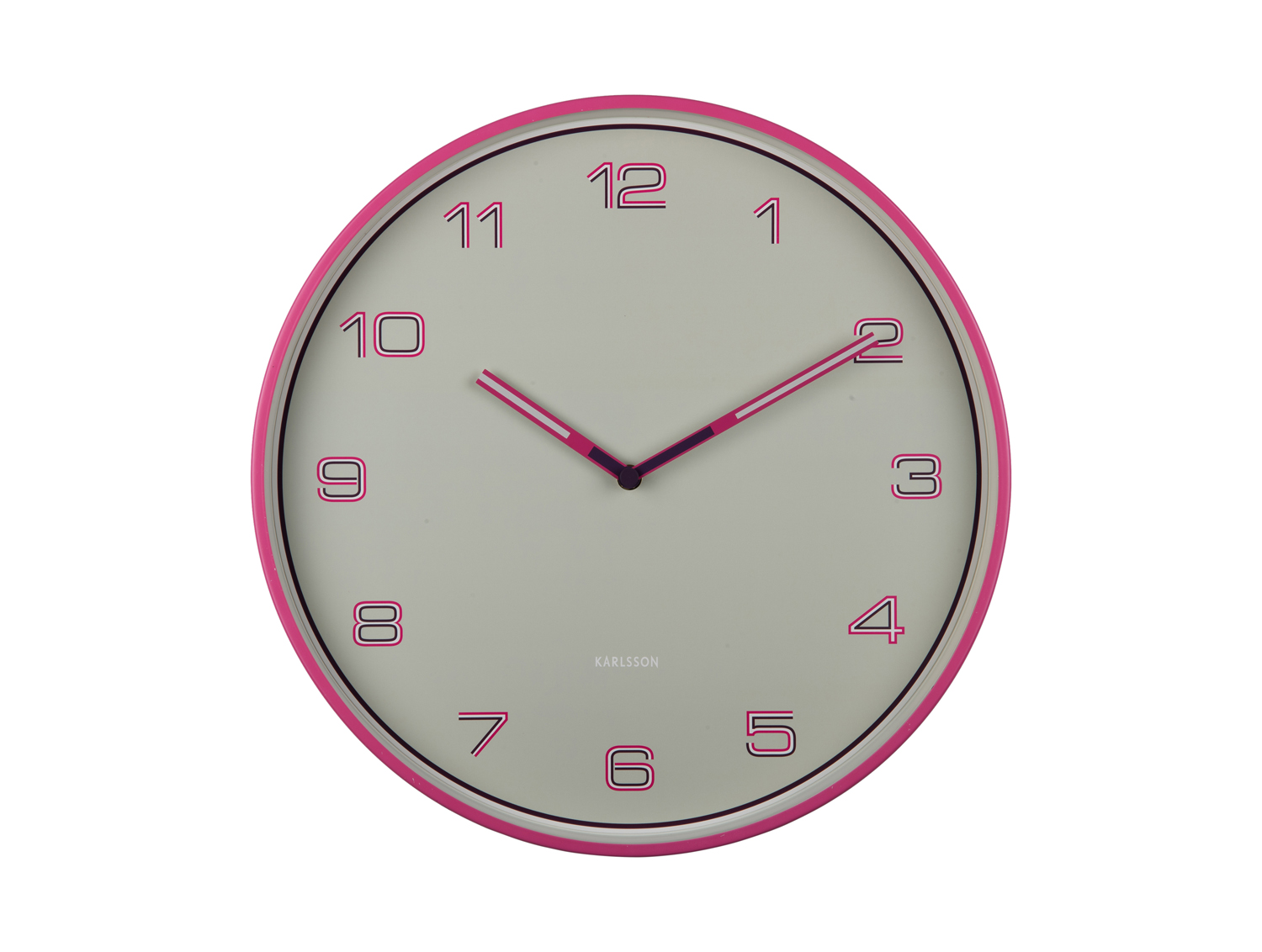 Wall clock Lined Numbers bright pink
