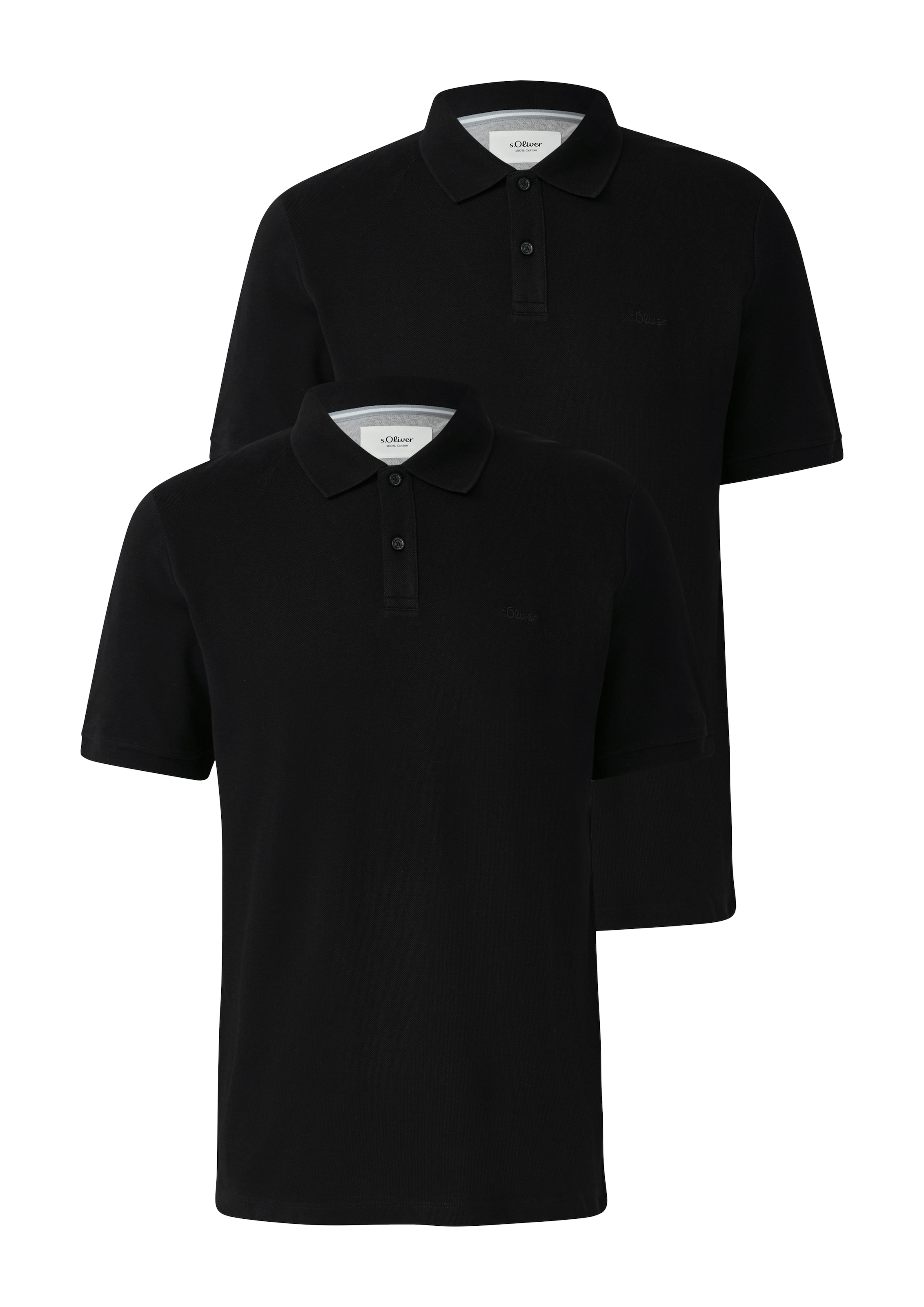 s.Oliver Poloshirt, 2 Stk. mit Logo Stickerei
