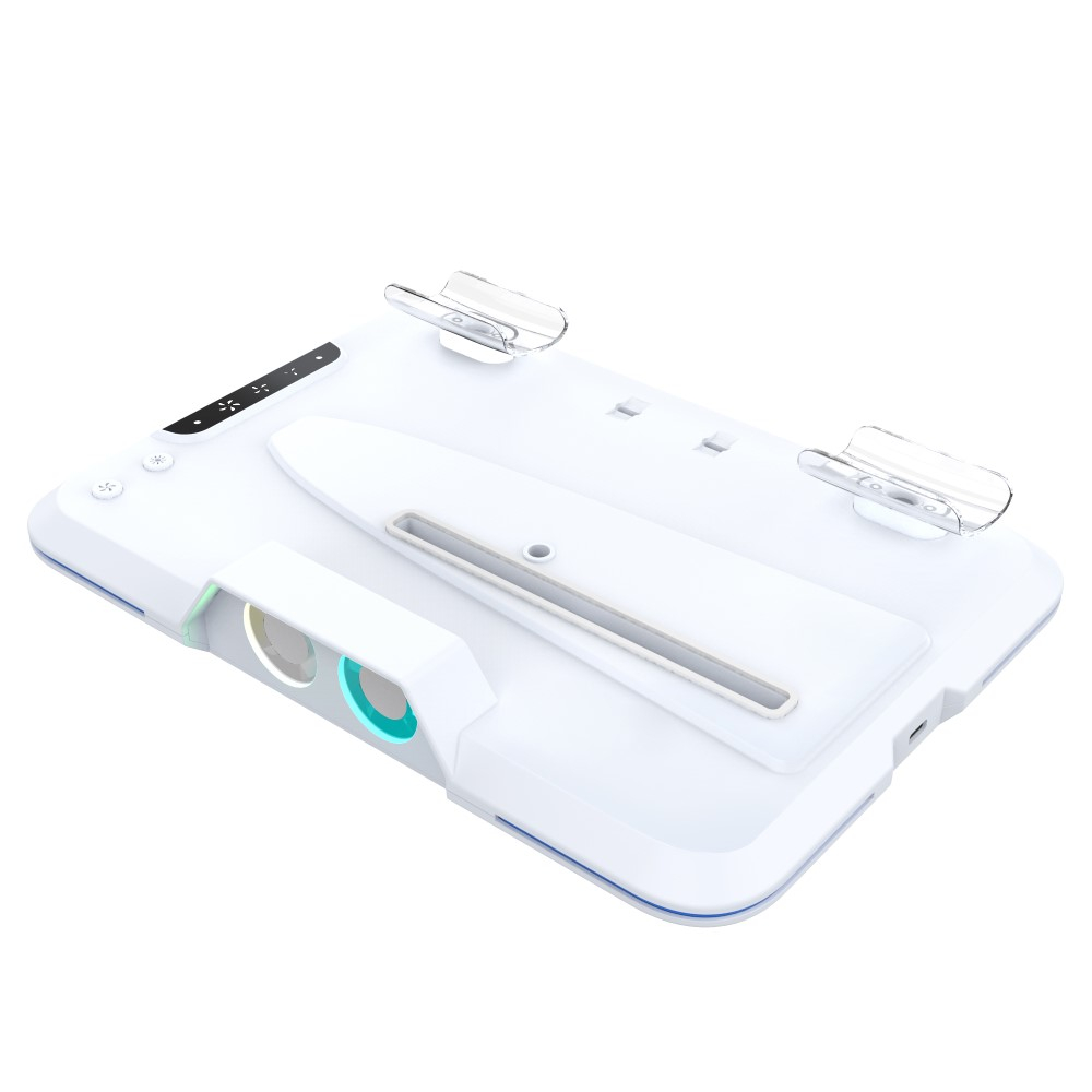 Sony PlayStation PS5 Slim Halterung mit Lüfter und 2x Controller Dual Ladestation   3x USB A Anschluss / Headset Halterung und RGB - Weiss