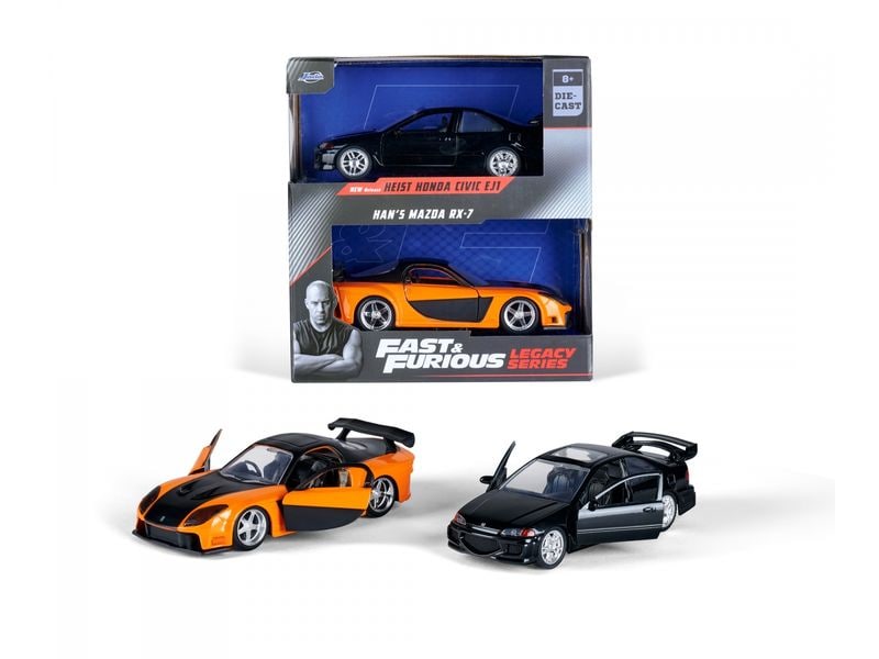Jada Toys Fast & Furious Twin Pack Wave 1/1 1:32 Fast & Furious Modellautos: Honda Civic EJ1 1993 & Han's Mazda RX-7 1997