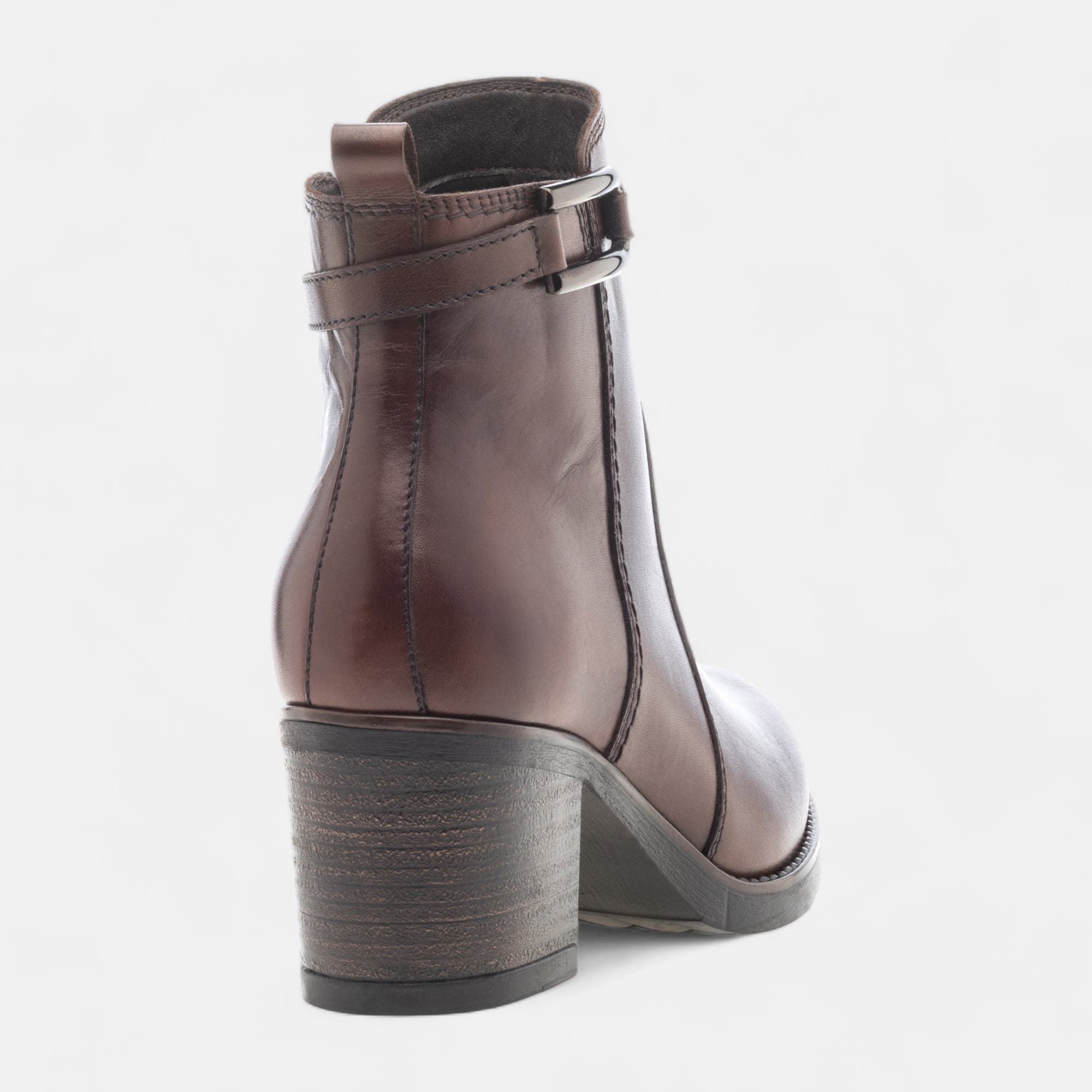Bottines à talon Femme en cuir cognac