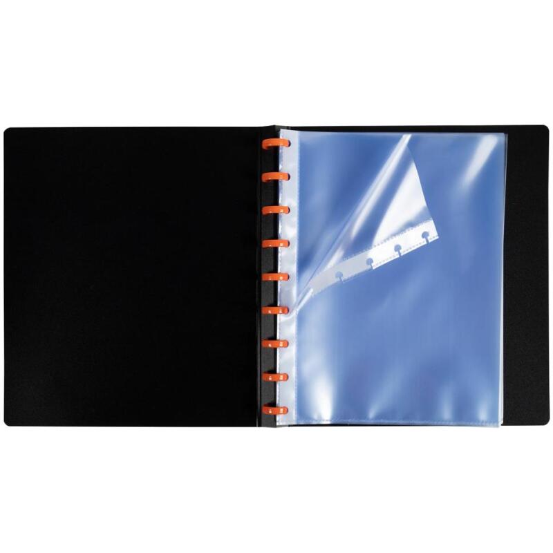 Protège-documents à anneaux avec pochettes détachables - 60 vues Exactive - A5 - Noir