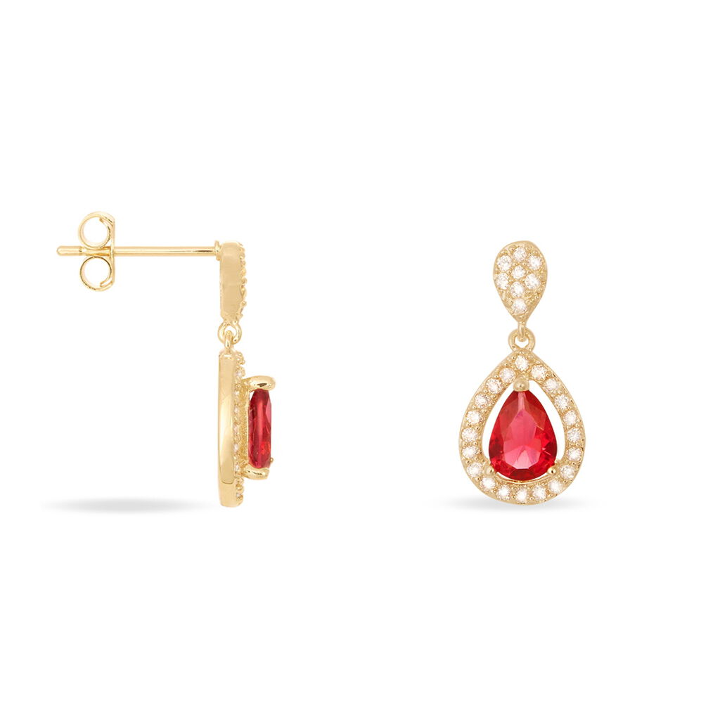 Boucles D'oreilles Pendantes Brigita Plaqué Or Pierre Et Oxyde