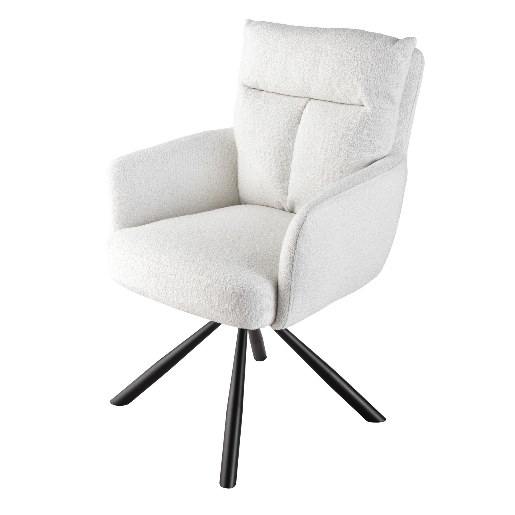 riess-ambiente Stuhl BIG GEORGE - drehbar Retro weiß Bouclé mit Armlehnen Bonellfederkern Esszimmer