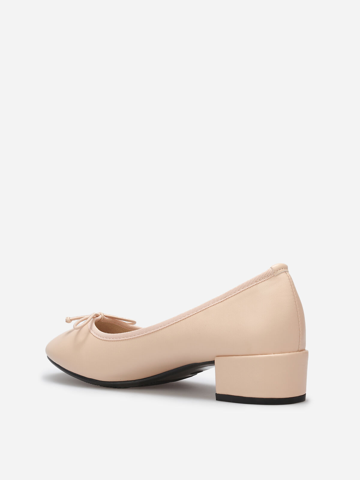 Ballerines à talon avec nœud- Nude