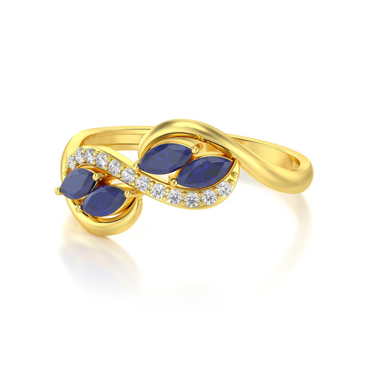 Bague ADEN Or 585 Jaune Saphir et diamants 1.546grs