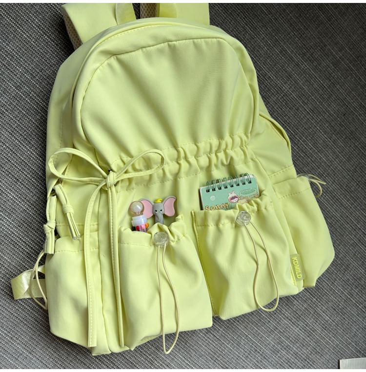 Minafox - Effen nylon laptoprugzak met trekkoord