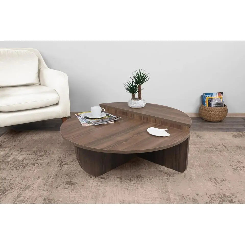 Salontafel Rond 90cm - Walnoot Bruin Melamine - Podium