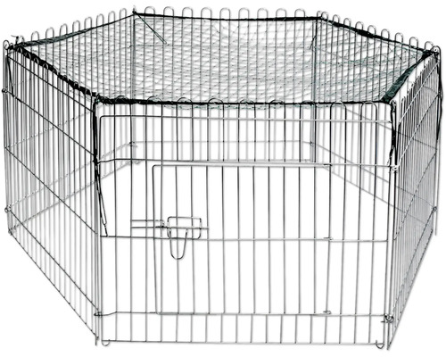Zeshoekige buitenomheining met beschermnet, 123x106x60 cm, zilver
