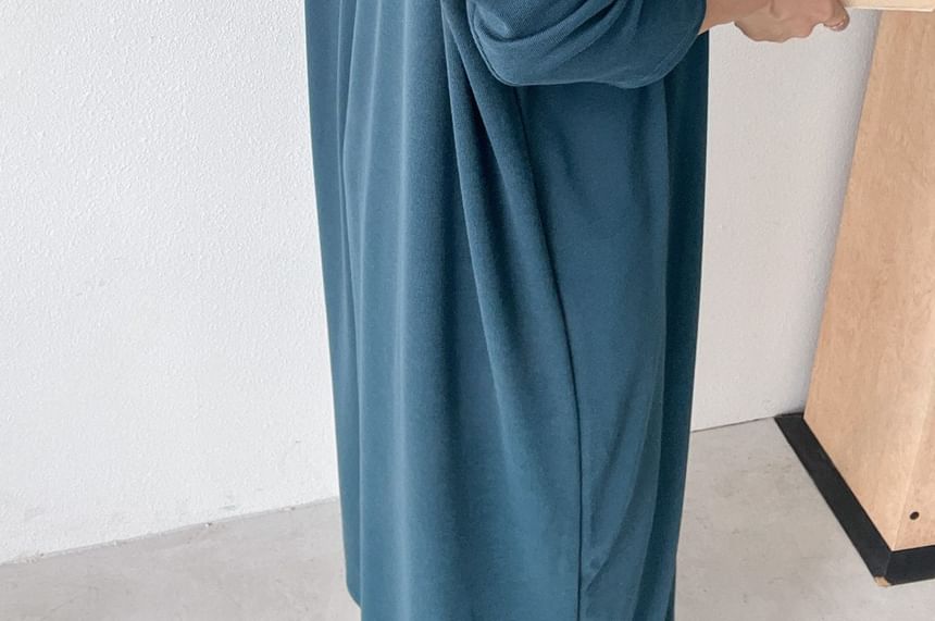 Chubby Girl - Lange mouwen effen losse midi-jurk