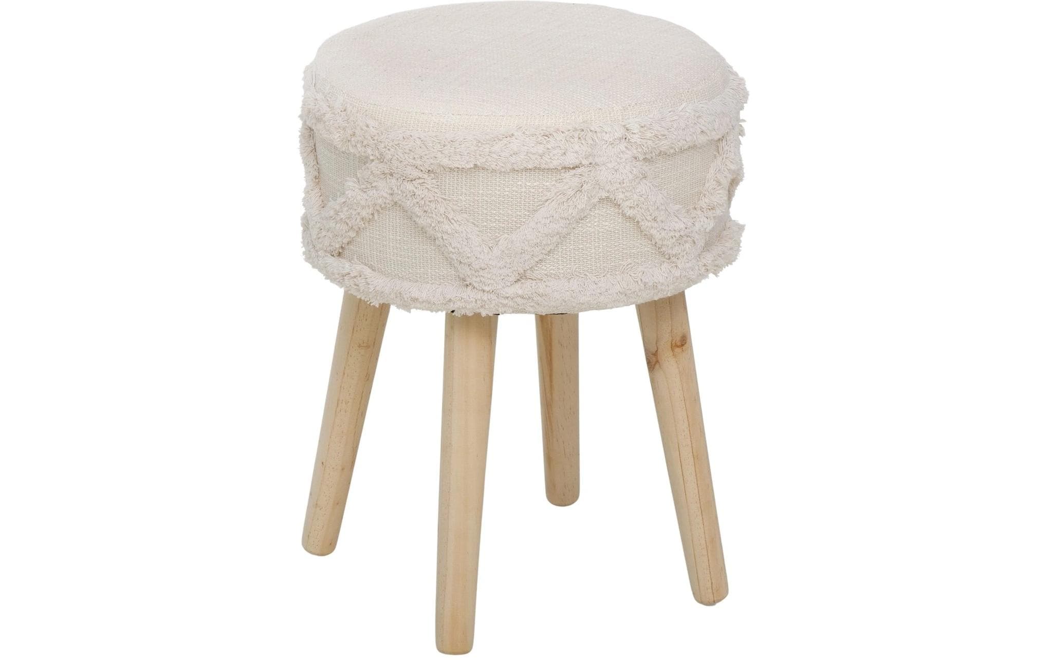Hocker Dali MDF/Kiefer, Natur/CremeweissHandgearbeiteter Sitzhocker