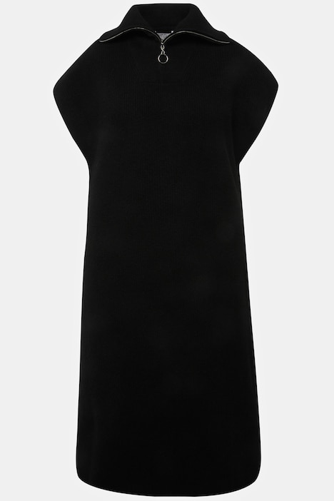 Strick-Kleid, oversized, Troyerkragen, ärmellos