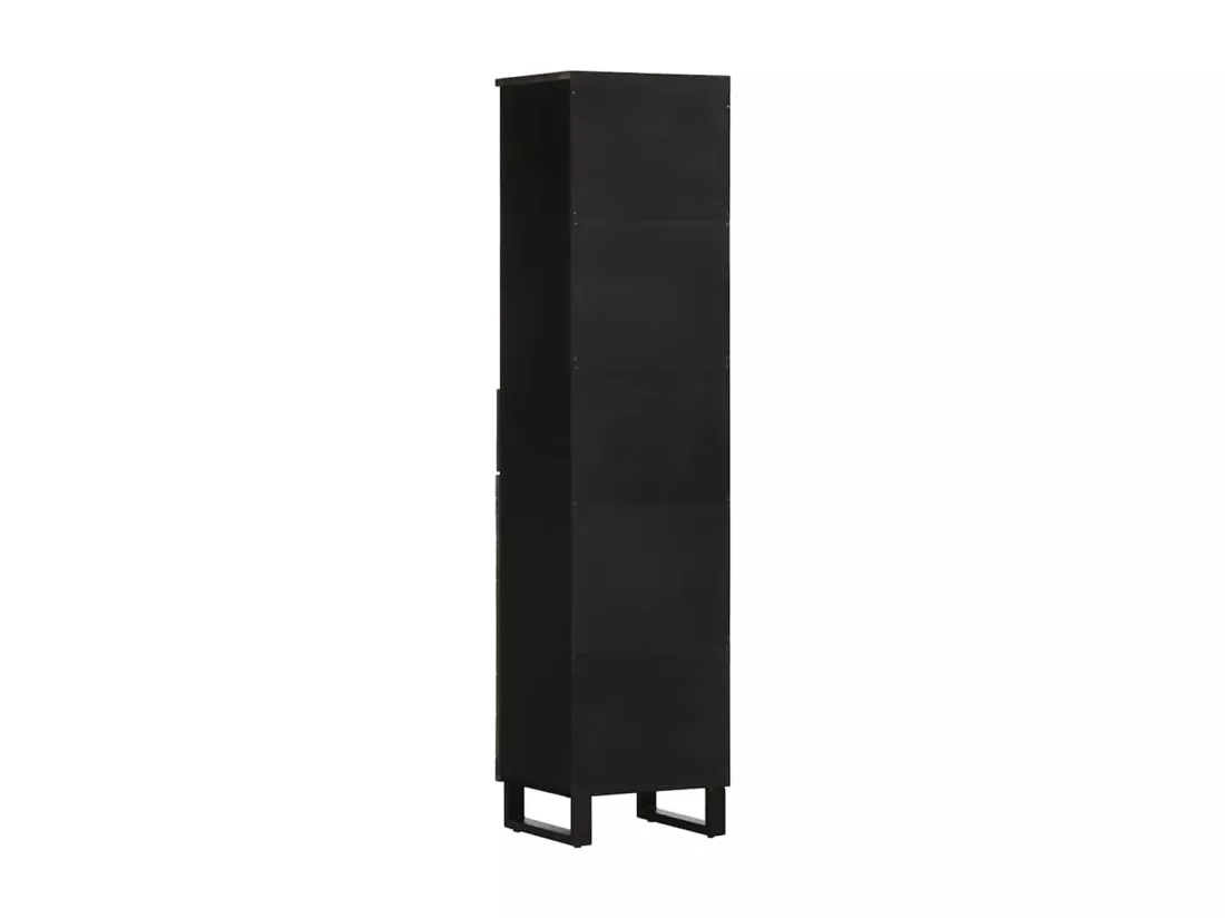 Armoire de salle de bain noir 38x33x160 cm bois massif manguier