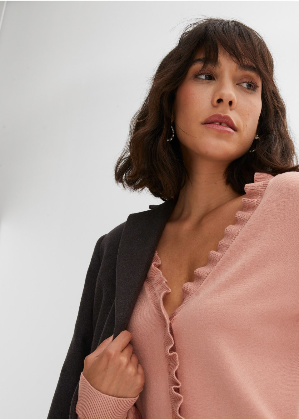 Gilet en maille avec col ruché