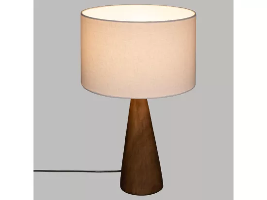 Lampe à poser Pied en Bois et Abat-jour Blanc H 46 cm