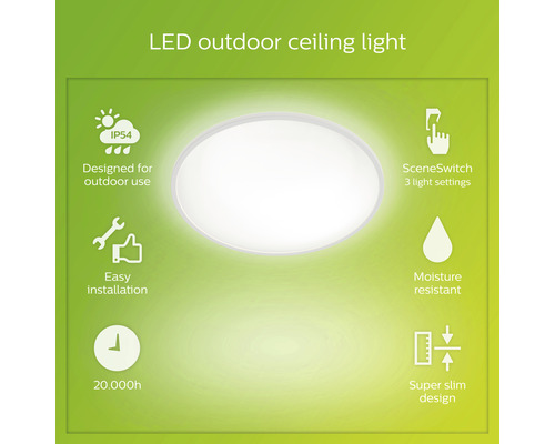 LED buitenplafondlamp 15W 1300 lm 2700K Ø 25 cm wit