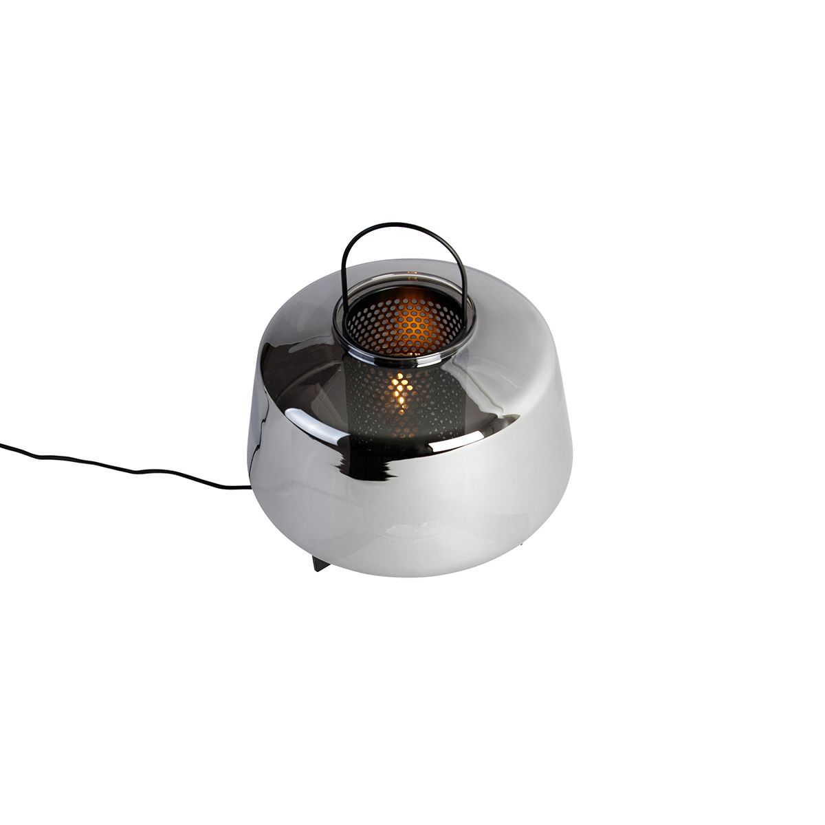 Art deco tafellamp zwart met smoke glas 30 cm - Kevin